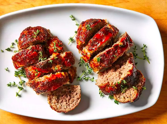 Air fryer meatloafs topped with thyme