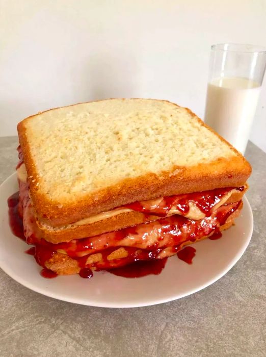 Peanut Butter and Jelly Cake, Unsliced