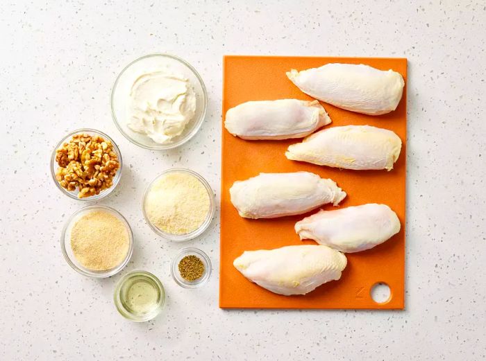 Ingredients for Making Roasted Stuffed Chicken Breasts