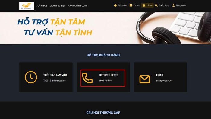 Số điện thoại tổng đài hỗ trợ khách hàng của bưu điện Việt Nam VNPost