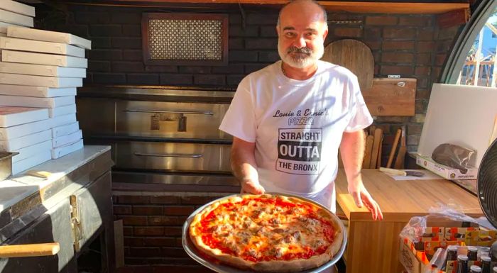 John Tiso has been crafting pizzas at Louie & Ernie’s in the Bronx since 1987, making it the neighborhood’s go-to pizzeria.