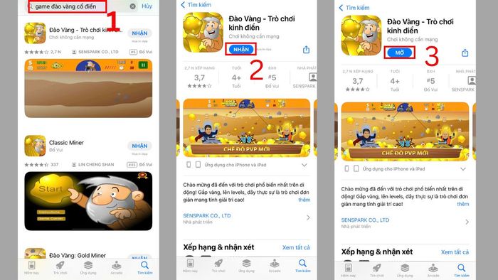 Tải game Đào vàng cổ điển trên điện thoại iOS