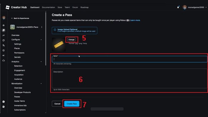 Hướng dẫn tạo Gamepass trong Roblox trên máy tính - Bước 4