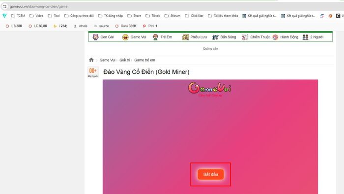 Hướng dẫn chơi game Đào vàng cổ điển trên PC - Bước 2