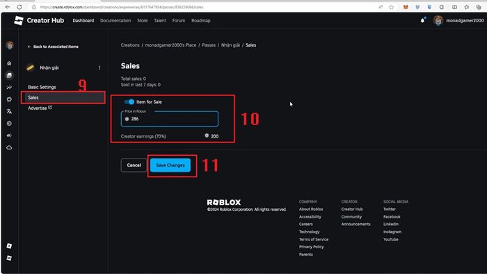Hướng dẫn tạo Gamepass trong Roblox trên máy tính - Bước 6