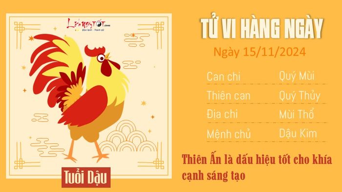 Tử vi hàng ngày 15/11/2024 của 12 con giáp - Tuổi Dậu