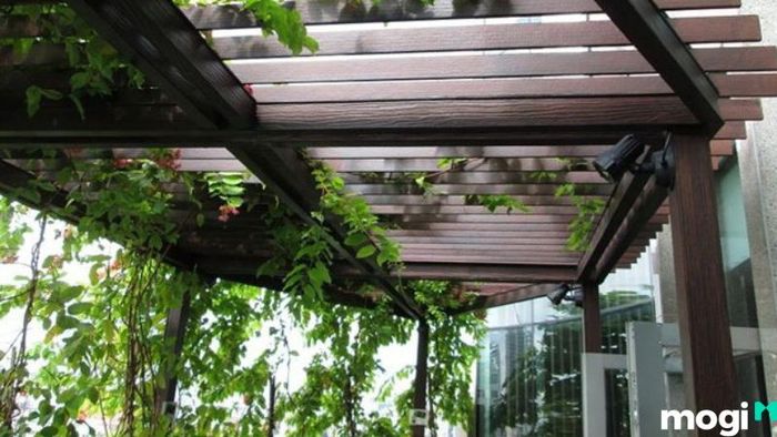 Giàn Hoa Sắt Ngoài Trời Kết Hợp Gỗ Nhựa