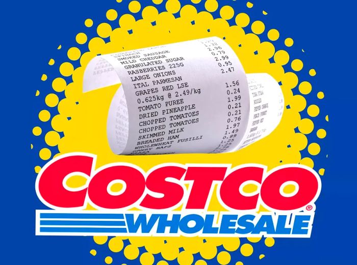 A Costco receipt featuring the store's blue and yellow logo.