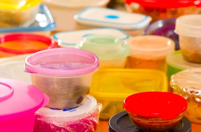 Leftovers in Plastic Food Storage Containers