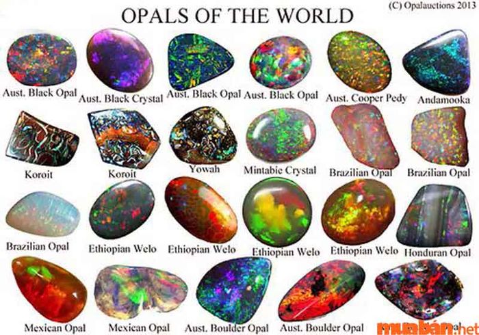 Opal thường được phân loại dựa trên màu sắc đặc trưng của nó, tạo nên sự phân biệt rõ rệt giữa các loại đá.