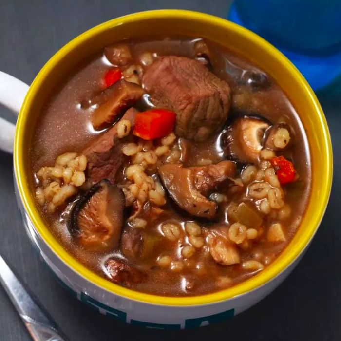 Kelly's Slow Cooker Beef, Mushroom, and Barley Soup