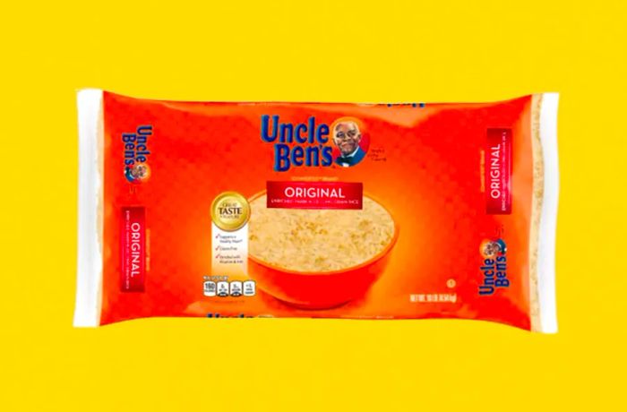 Uncle Ben's converted rice package against a bright yellow backdrop