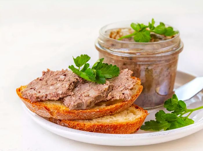 Pâté with slices of baguette