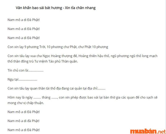 Mẫu bài văn khấn xin phép tỉa chân nhang