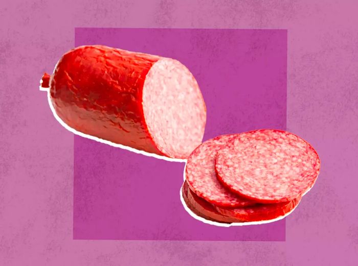 Salami on a purple background