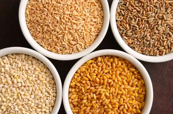 Bowls filled with various grains