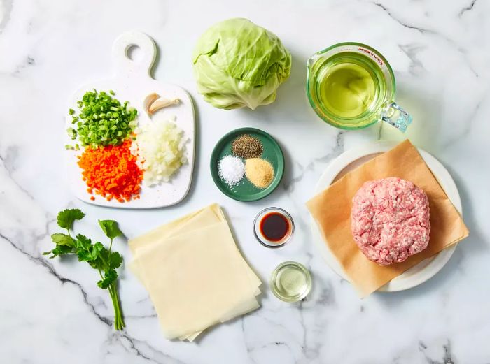 all ingredients ready for making Filipino lumpia