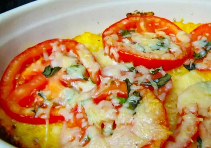 Baked Polenta with Fresh Tomatoes and Parmesan by Molly