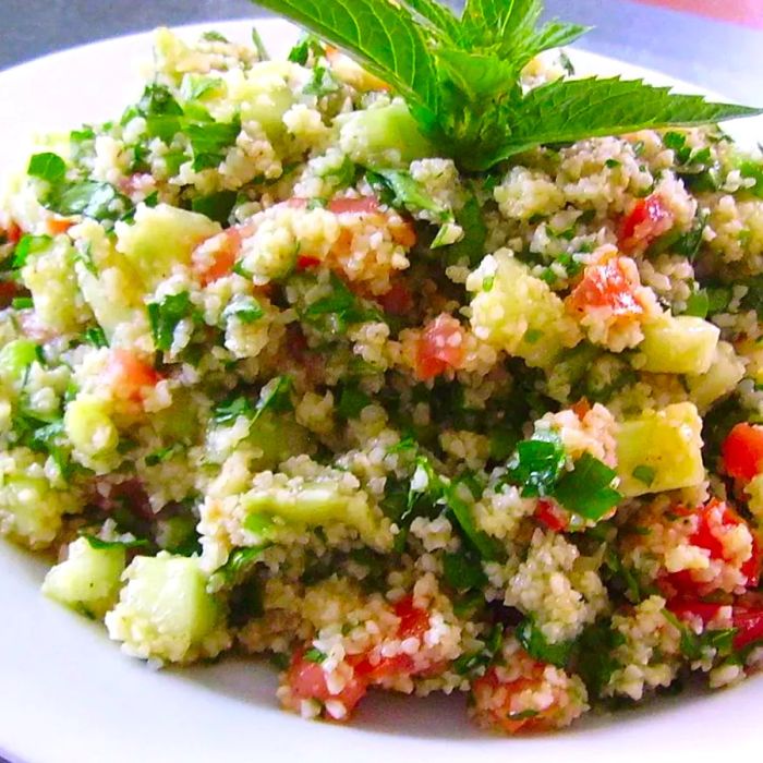 Fresh Tabbouleh served on a white plate