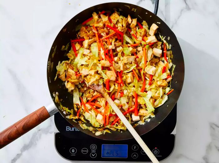 ingredients added to the skillet and stirred together