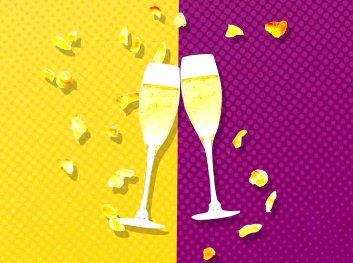 Wine and Chip Pairing Infographic on a Colorful Background