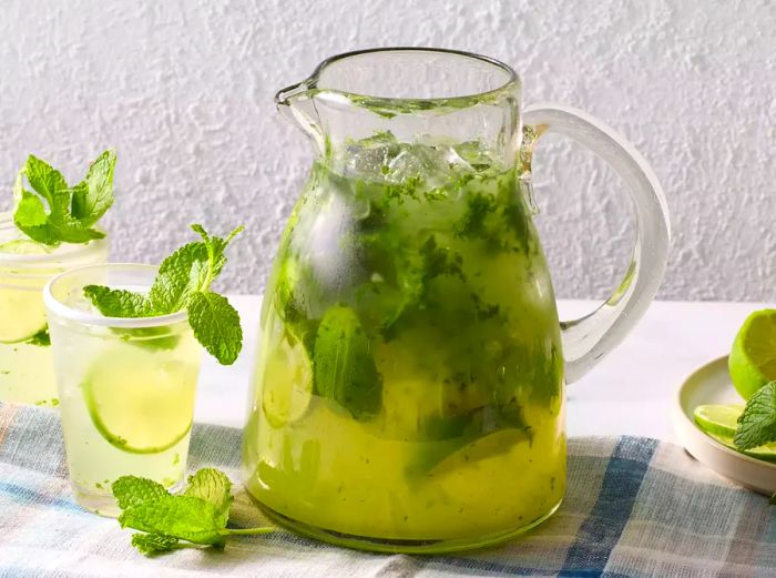 Admiring a pitcher filled with refreshing mojitos