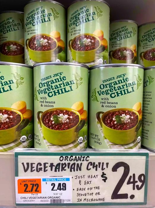 Trader Joe's vegetarian chili in a can