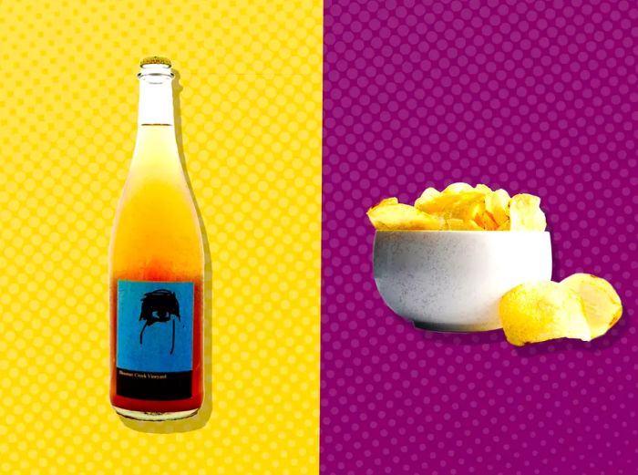 Wine and Chip Pairing Infographic on a Vibrant Background