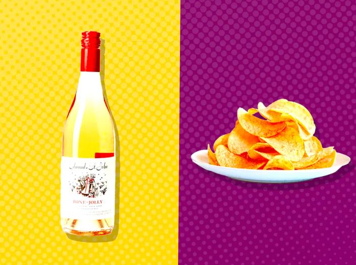 Wine and Chip Pairing Infographic on a Colorful Background