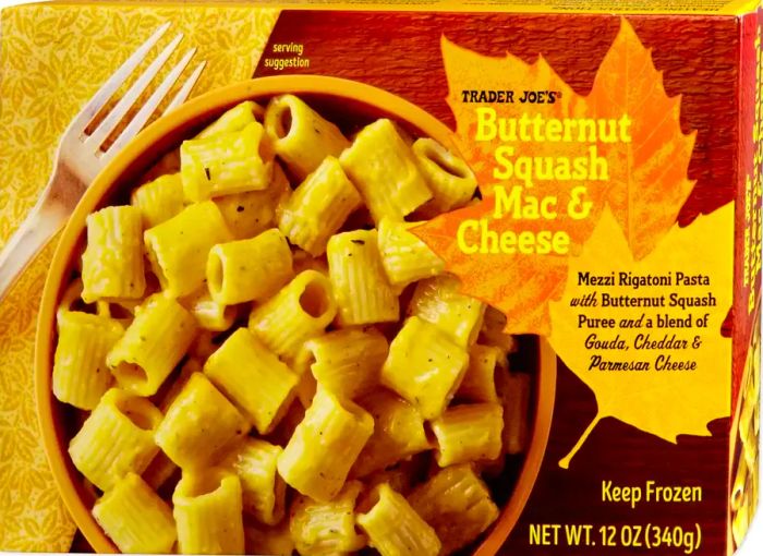 Package of Trader Joe's Butternut Squash Mac n Cheese