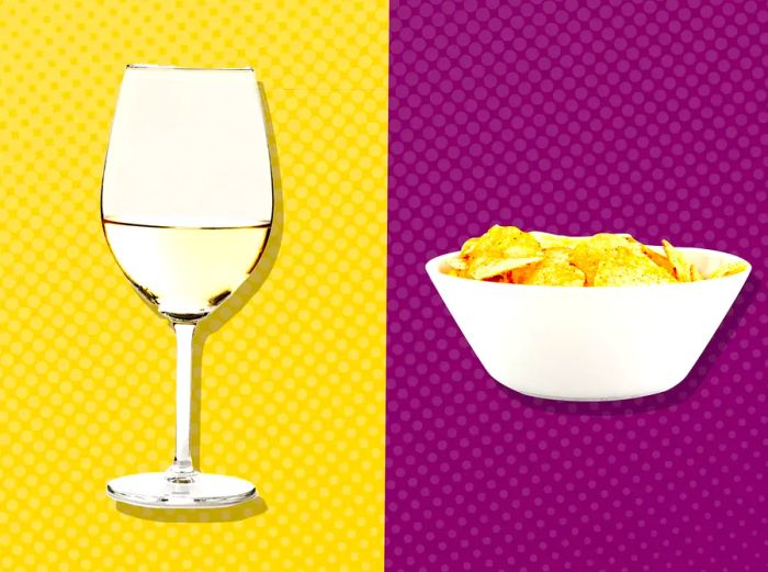 Wine and Chip Pairing Infographic on a Colorful Background