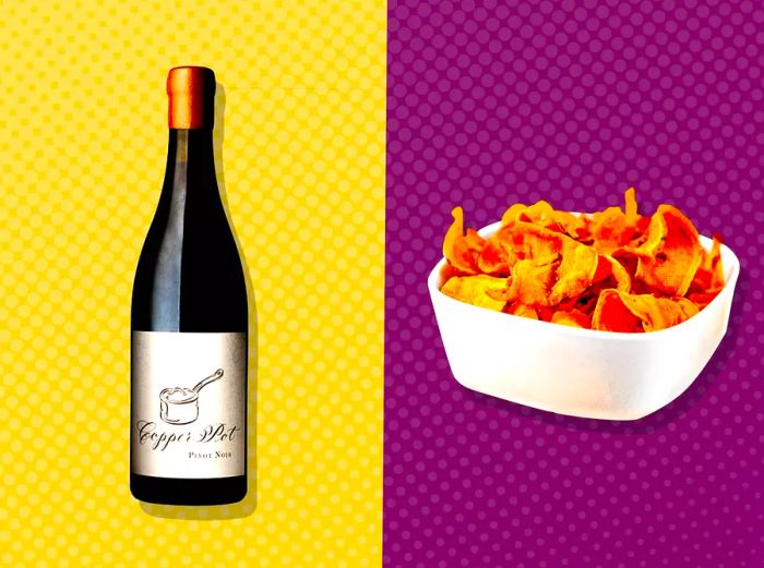 Wine and Chip Pairing Infographic on a Colorful Background