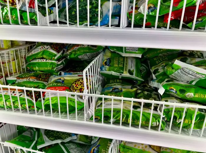 Bags of frozen vegetables at Dollar Tree