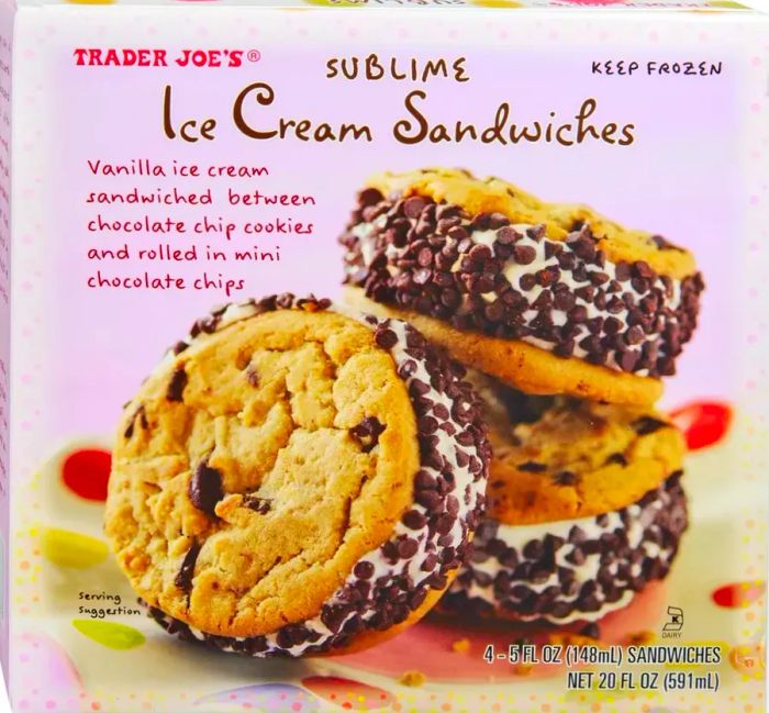 Package of Trader Joe's Sublime Ice Cream Sandwiches