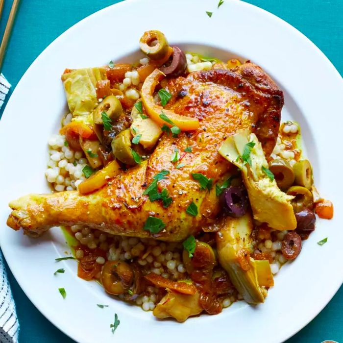 Moroccan Chicken with Saffron and Preserved Lemons