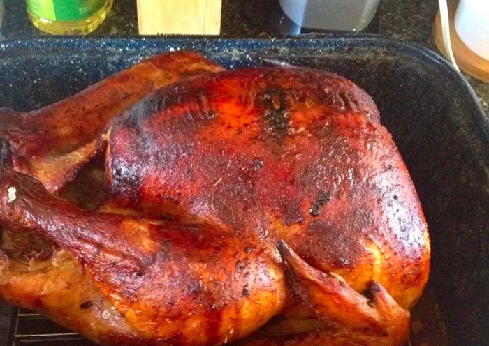 A cooked whole turkey