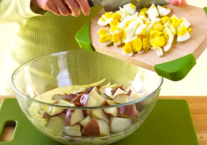 Adding eggs to your potato salad for extra flavor and texture