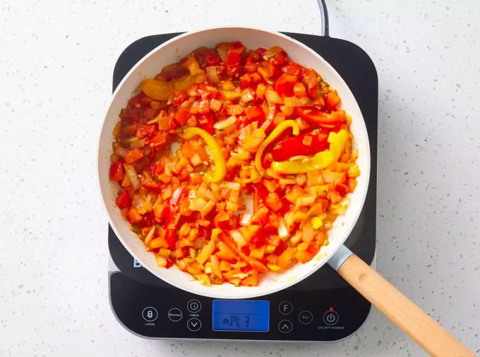 Both mixtures now combined in the skillet.