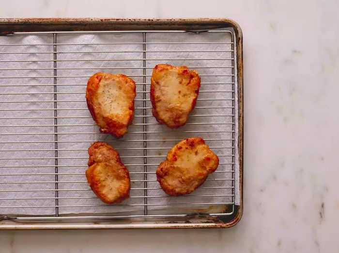 Perfectly cooked pork chops.