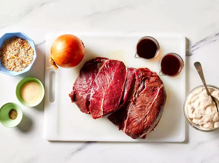 All ingredients prepared for slow cooker venison roast