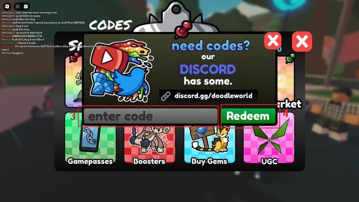 Hướng dẫn nhập mã code Doodle World - bước 3