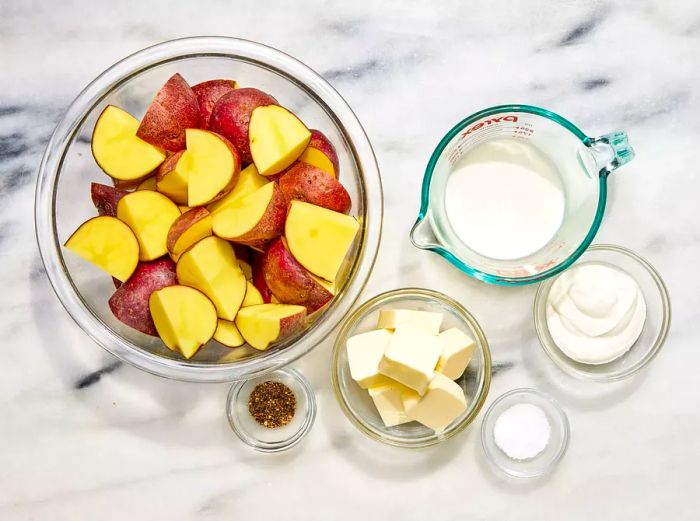 Ingredients for Suzy's Creamy Mashed Red Potatoes