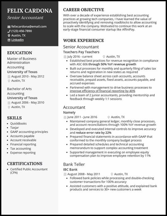 CV kế toán tiếng Anh – Mẫu 3