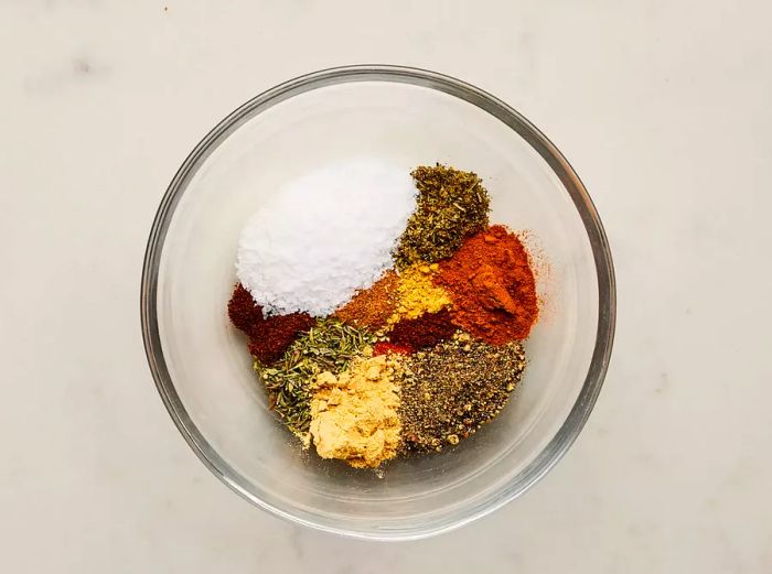 A bowl containing a blend of spices