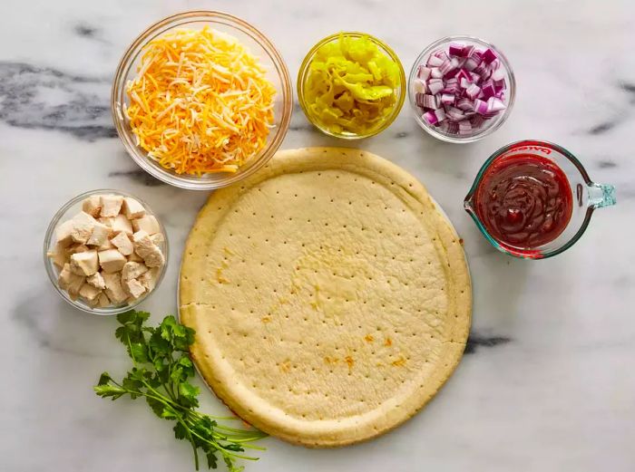 Ingredients for BBQ Chicken Pizza