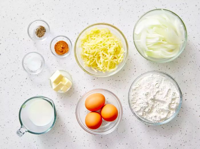 All ingredients arranged in small bowls