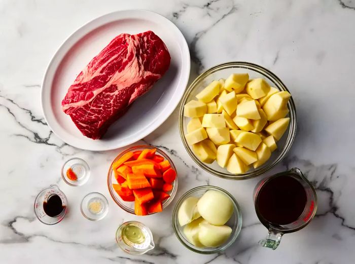 Ingredients for a simple pressure cooker pot roast