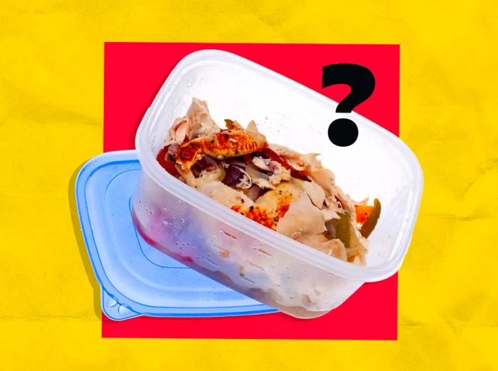 chicken stored in a plastic food container