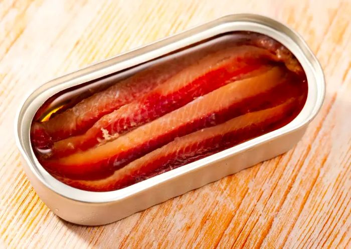 Can of Anchovy Fillets, Open and Ready to Use