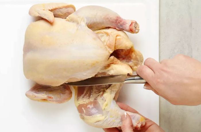 Removing the Chicken Leg from the Whole Bird